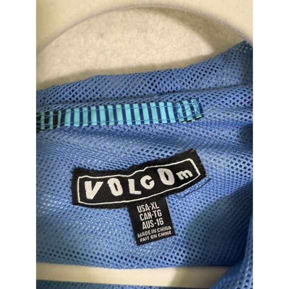Volcom Hoodie Windbreaker Jacket Zip Boys  Large Blue Stripe Surf skateboard - Picture 5 of 11
